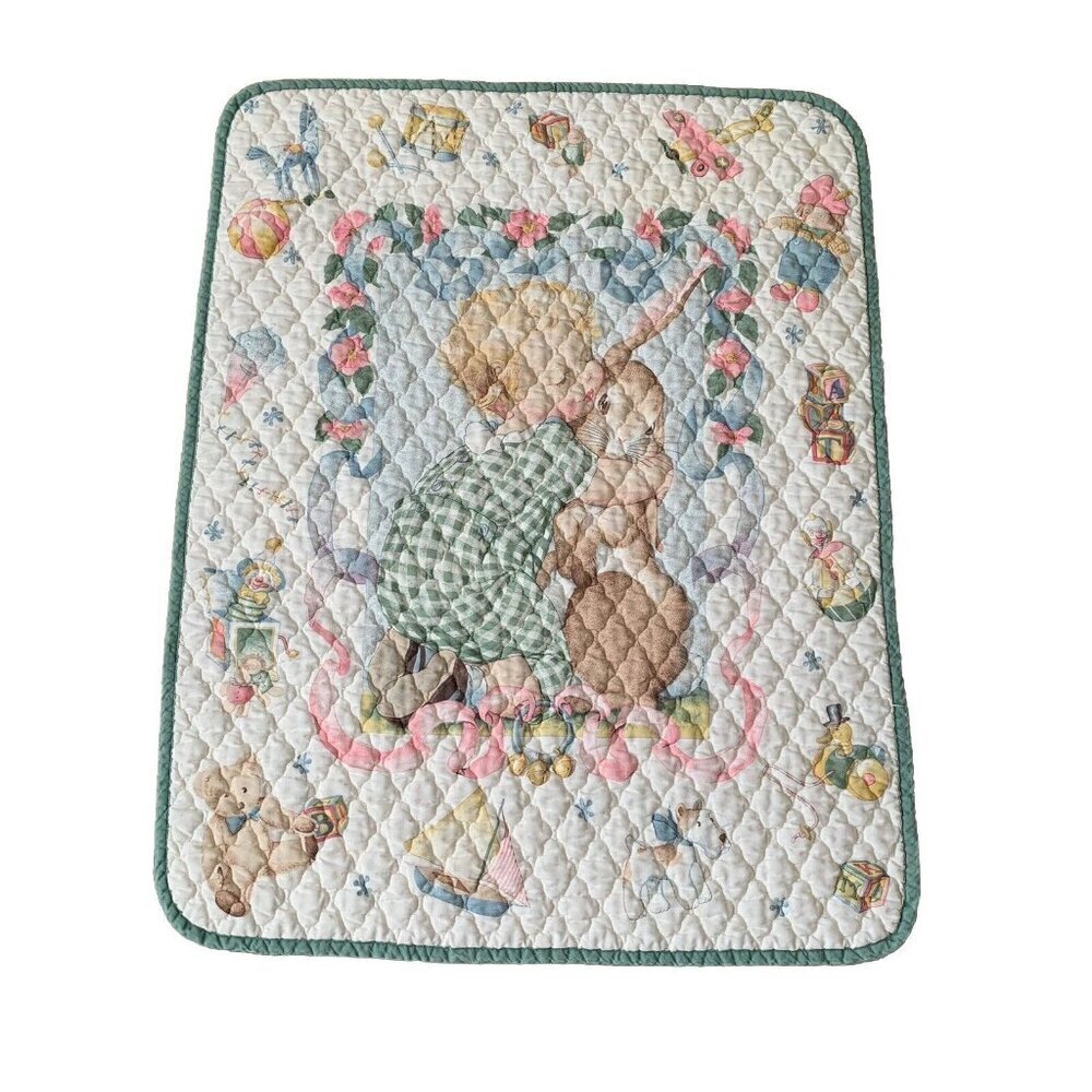 Vintage Finished Daisy Kingdom Toy Treasures 1997 Baby Nursery Quilt 31” x 39”